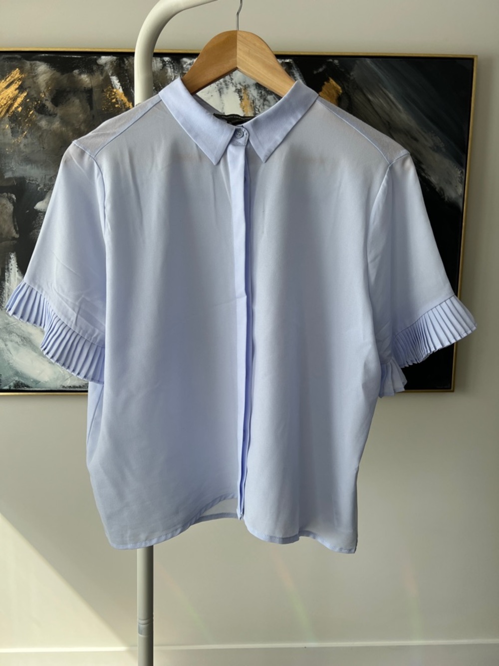 French Connection Pale Blue Button-Front Blouse